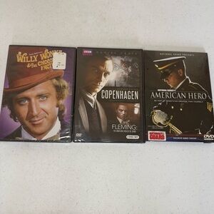 Unopened, New DVD Movie Collection: Willy Wonka, Copenhagen, American Hero